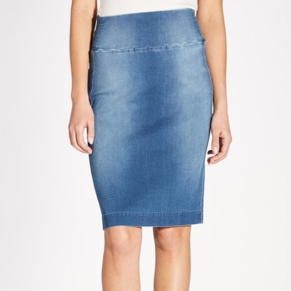 pull on denim pencil skirt